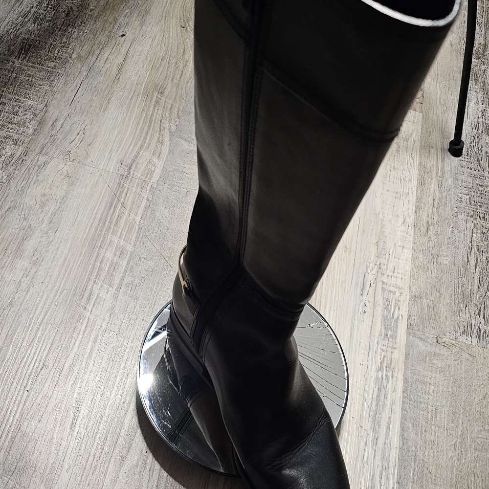Authentic Tory Burch Kneel High Black Leather Riding Boots - Picture 7 of 16